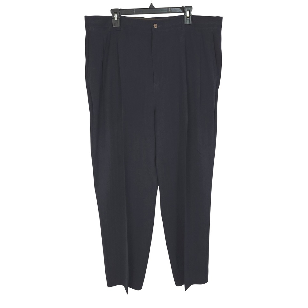 Tommy Bahama Relax 100% Silk Pleated Pants 40x30 Navy Blue Herringbone